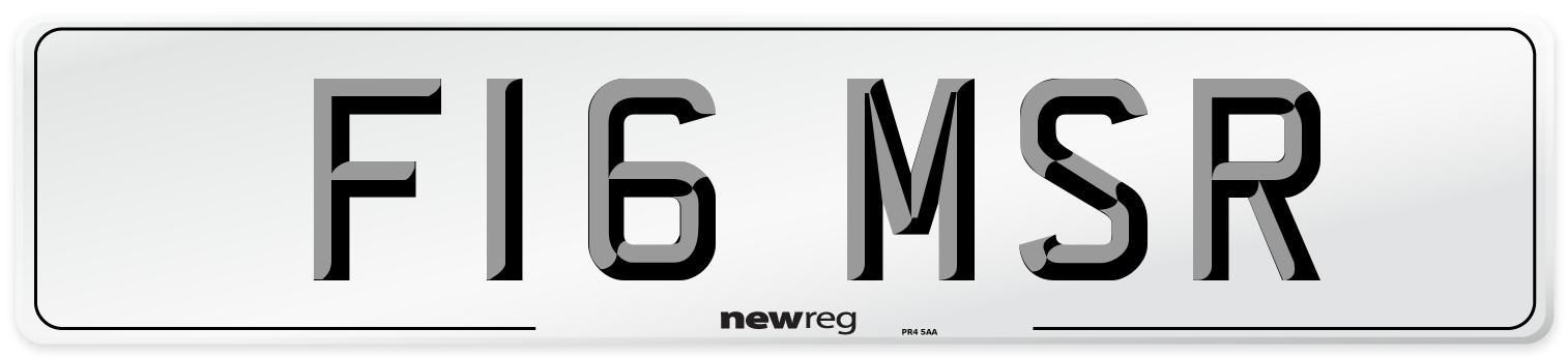 F16 MSR Number Plate from New Reg